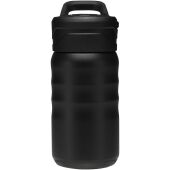 Knox 350 ml RCS gerecyclede dubbelwandige roestvrijstalen sportfles met uitklapbaar rietje - Zwart