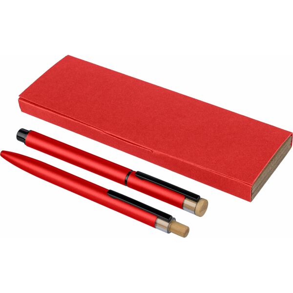 Gerecycled aluminium luxe schrijfset 2-delig Ilaria rood Gerecycled aluminium luxe schrijfset 2-delig Ilaria rood
