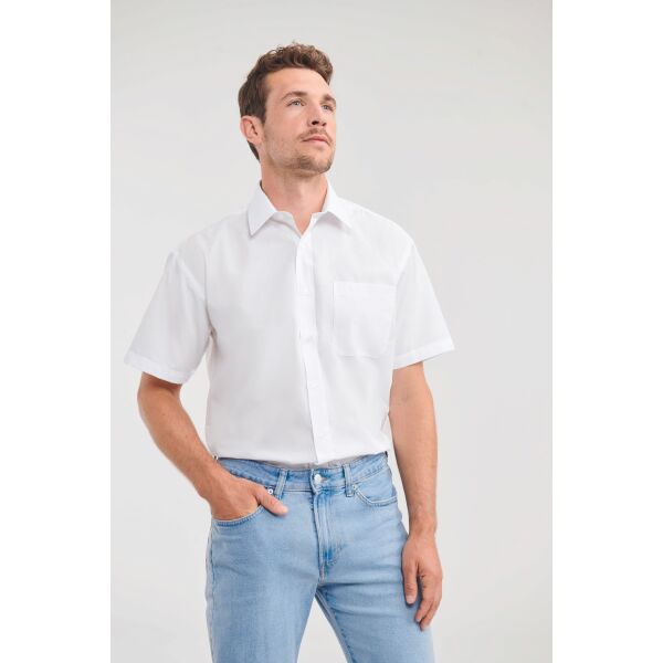 Men's Ss Polycotton Popelinehemd White S Men's Ss Polycotton Popelinehemd White S