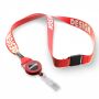 Gerecycled Polyester (rPET) sublimatie lanyard met badge reel met metalen krimp