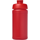Baseline 500 ml gerecyclede drinkfles met klapdeksel - Rood/Rood