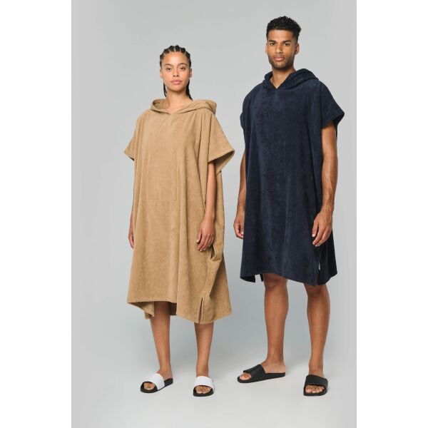Uniseks poncho met capuchon van badstof Navy L/XL Uniseks poncho met capuchon van badstof Navy L/XL