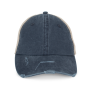 Ecologische uniseks truckerpet met verwassen look Washed Navy Blue / Beige One Size