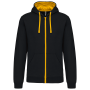 Herensweater met rits en capuchon in contrasterende kleur Black / Yellow S