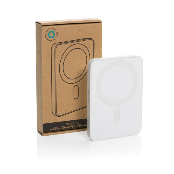 Magnetix RCS rplastic 5000 mah magnetische powerbank, wit Magnetix RCS rplastic 5000 mah magnetische powerbank, wit