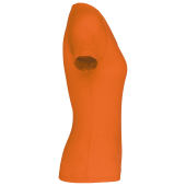 Dames sport-T-shirt V-hals Fluorescent Orange M