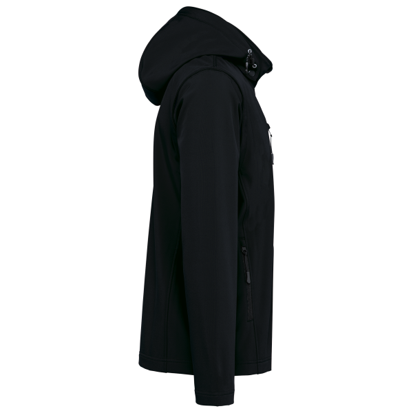 3-laags uniseks softshelljas met afneembare capuchon en mouwen Black XXL 3-laags uniseks softshelljas met afneembare capuchon en mouwen Black XXL