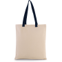 Platte shopper van canvas met contrasterend hengsel Natural / Navy One Size Platte shopper van canvas met contrasterend hengsel Natural / Navy One Size