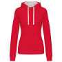 Damessweater met capuchon in contrasterende kleur Red / White XL