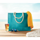 AURA - Jute tas met katoenen hengsels - Turquoise