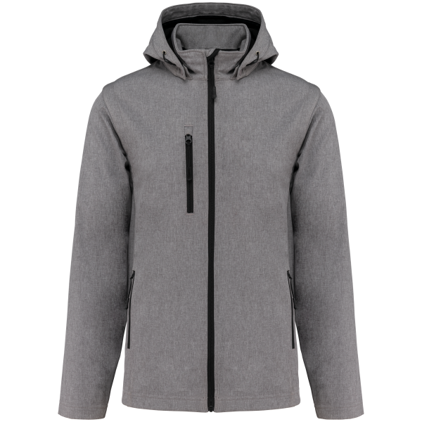 3-laags uniseks softshelljas met afneembare capuchon en mouwen Marl Grey 5XL 3-laags uniseks softshelljas met afneembare capuchon en mouwen Marl Grey 5XL