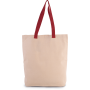 Shopper met plooi en contrasterend hengsel Natural / Cherry Red One Size