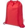 Oregon Blend 140 g/m² GRS recycled drawstring bag 5L - Red