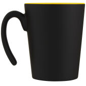 Oli 360 ml keramische mok met handvat - Geel/Zwart
