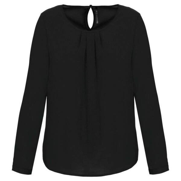 Damesblouse in crêpe met lange mouwen