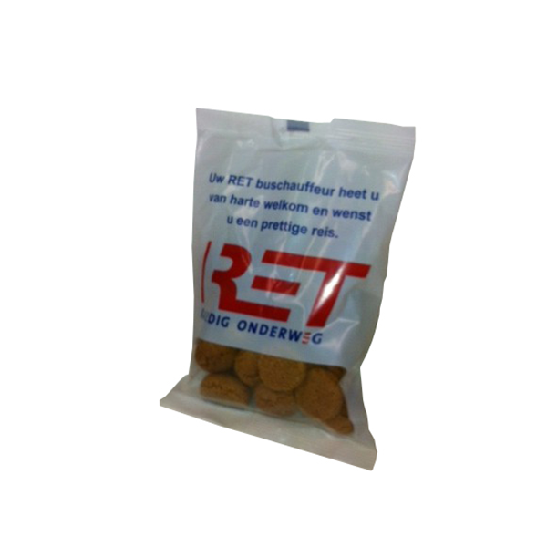 Bedrukt zakje gevuld met kruidnoten