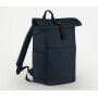 PREMIUM RECYCLED ROLL TOP BACKPACK, NAVY, One size, BAG BASE