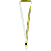 Isla 1-meter RPET sublimatie lanyard met safety breakaway sluiting - Geel/Zwart/Wit