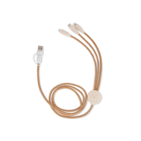 FSC cork 3 in 1 PD charging & data cable - Natuur