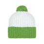 Knitted Cap with Pompon white/lime-green