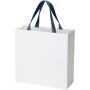 Smartfold papieren tas van 210 g/m² met lintgrepen en een glanzende laminaatlaag - 31 x 12 x 31 cm - Blauw