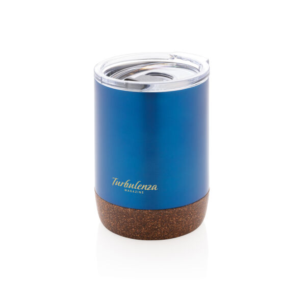 RCS gerecycled roestvrijstalen koffiebeker met kurk, blauw RCS gerecycled roestvrijstalen koffiebeker met kurk, blauw