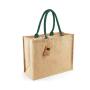 JUTE CLASSIC SHOPPER, NATURAL/FOREST GREEN, One size, WESTFORD MILL