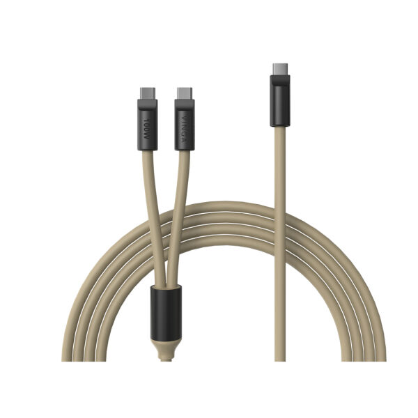 VINGA Baltimore siliconen multi-oplaadkabel (C+2C), greige VINGA Baltimore siliconen multi-oplaadkabel (C+2C), greige
