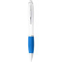Nash balpen met witte houder en gekleurde grip (blauwe inkt) - Wit/Aqua