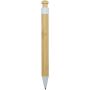 Rattan balpen van bamboe en gerecycled plastic (zwarte inkt) - Wit