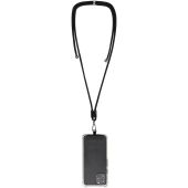Vega verstelbaar smartphone lanyard van gerecycled materiaal - Zwart