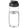 H2O Active® Pulse 600 ml sportfles met flipcapdeksel - Transparant/Zwart