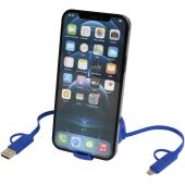 Alasia 5-in-1 100 cm intrekbare datasynchronisatie- en 45 W snellaadkabel van gerecycled plastic en aluminium - Koningsblauw