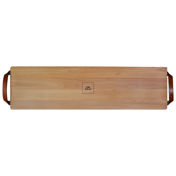 Plank met leren handvaten beuken 69x19 cm Plank met leren handvaten beuken 69x19 cm