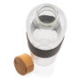 Impact borosilicaat glazen fles met bamboe deksel, transparant, grijs