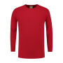 L&S T-shirt Crewneck cot/elast LS for him 187c Red-M