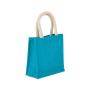 Shopper van jutecanvas - klein model Turquoise One Size