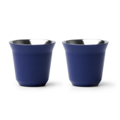 BOLUTO 2 koffiekopjes roestvrijstaal 80 ml - donkerblauw