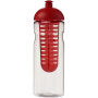 H2O Active® Base 650 ml bidon en infuser met koepeldeksel - Transparant/Rood