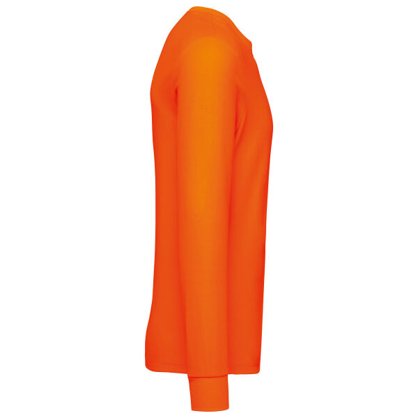Duurzaam uniseks T-shirt lange mouwen katoen/polyester Fluorescent Orange XS