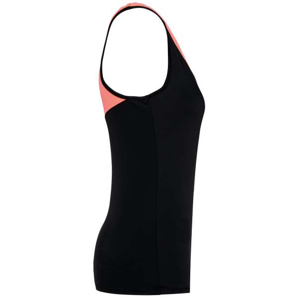 Zweifarbiges Padel-Damentop Black / Coral XL Zweifarbiges Padel-Damentop Black / Coral XL