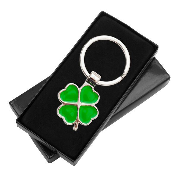 Clover Luck klavertje vier sleutelhanger - Groen/Zilver Clover Luck klavertje vier sleutelhanger - Groen/Zilver