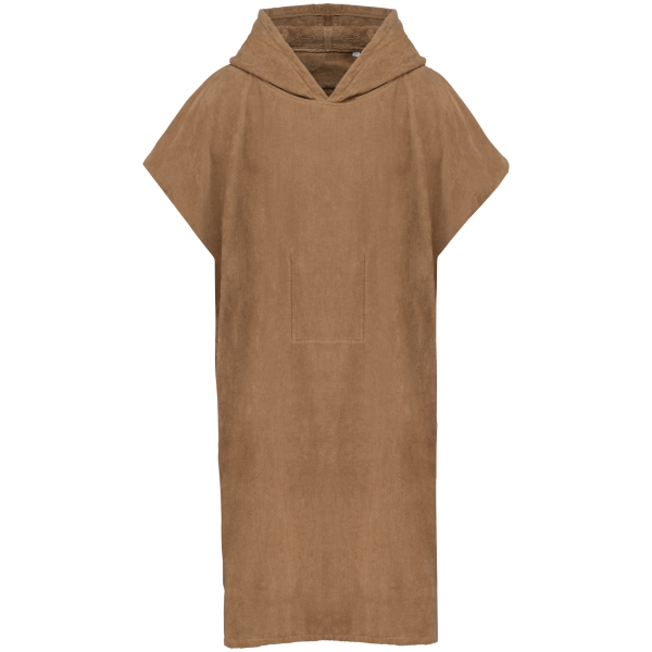 Uniseks poncho met capuchon van badstof Camel S/M Uniseks poncho met capuchon van badstof Camel S/M