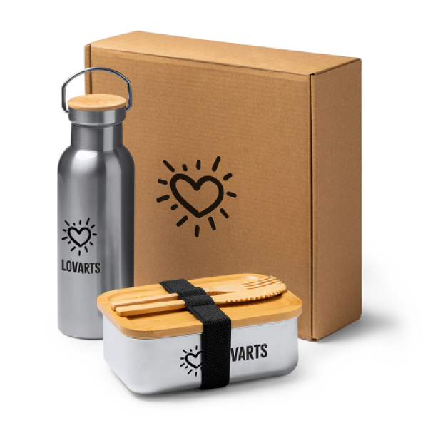 BAGNER Lunchtrommelset met bestek en fles BAGNER Lunchtrommelset met bestek en fles