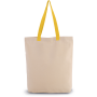 Shopper met plooi en contrasterend hengsel Natural / Yellow One Size