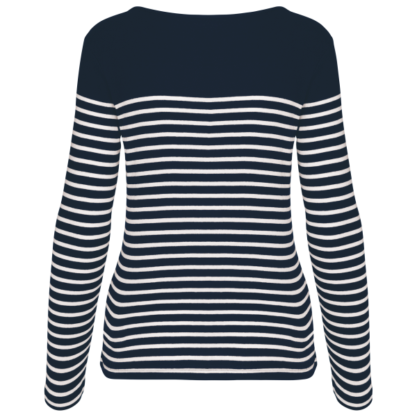 Gestreept dames-T-shirt lange mouwen Navy / White Stripes XXL Gestreept dames-T-shirt lange mouwen Navy / White Stripes XXL
