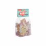 Blokzakje met kopkaartje en 100 gram snoep, Transparant/Wit, Vruchtenhartjes
