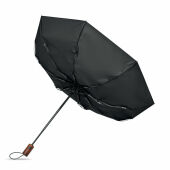 RAYNA FOLD - 21" auto paraplu houten greep - Zwart