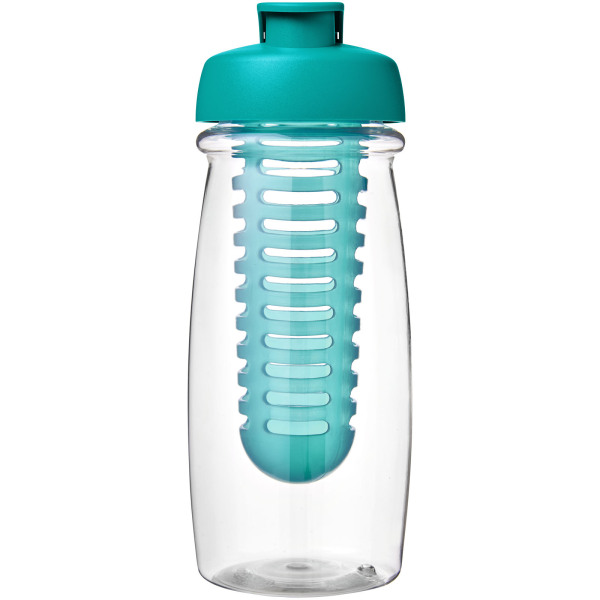 H2O Active® Pulse 600 ml sportfles en infuser met flipcapdeksel - Transparant/Aqua blauw
