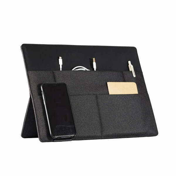 Stand-up sleeve with organizer for 15" laptops